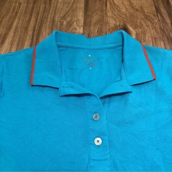 KATE Spade Live Colorfully Polo Shirt Aqua Teal Short Sleeve Womens Size Medium - Picture 2 of 11